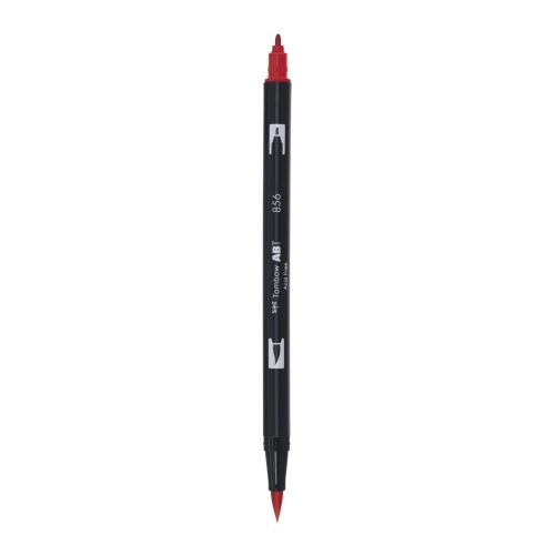 Aкварелен двувърх маркер Tombow ABT Dual Brush, четка 3.5 мм, връх 0.8 мм, 856 chinese red