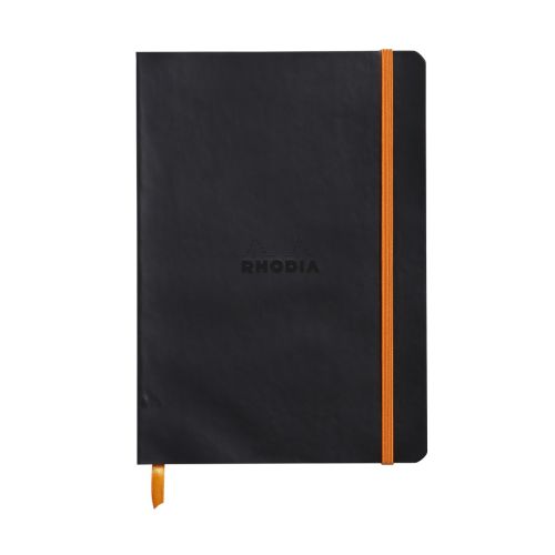 Бележник RHODIA Rhodiarama, A5, 80 л., редове, хартия шамоа 90 г, меки PU корици, черен