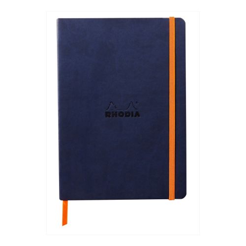 Бележник RHODIA Rhodiarama, A5, 80 л., редове, хартия шамоа 90 г, меки PU корици, тъмносин