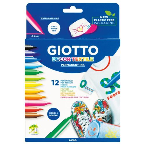 Маркери за текстил GIOTTO Decor Textile, 12 цвята