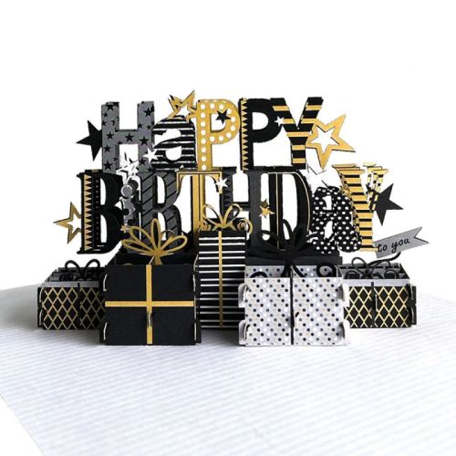3D Pop-up поздравителна картичка Origami за рожден ден с подаръци, 120 х 170 мм