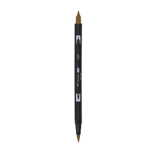 Aкварелен двувърх маркер Tombow ABT Dual Brush, четка 3.5 мм, връх 0.8 мм, 969 chocolate