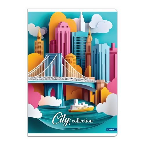Тетрадка LASTVA City, A4, 52 л., линиран офсет 80 г, корица 300 г, мат ламинат, UV лак