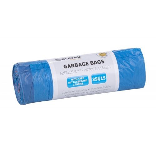 Чували за смет с връзки DONAU HOME, LDHD 17 mic, 35 л, 50х57 см, сини, 15 бр.