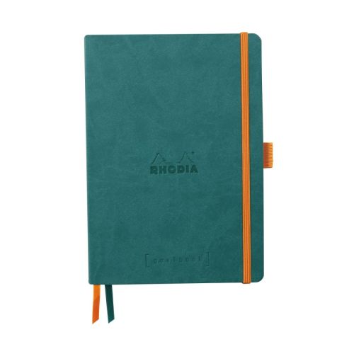 Бележник RHODIA Rhodiarama Goalbook, A5, 120 л., точки, хартия шамоа 90 г, мекиPU корици, пауновосин