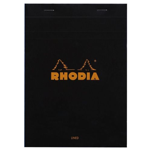 Пад с телчета RHODIA BLACK №16, A5, 80 л., редове с поле, микроперф., хартия Clairefontaine 80 г
