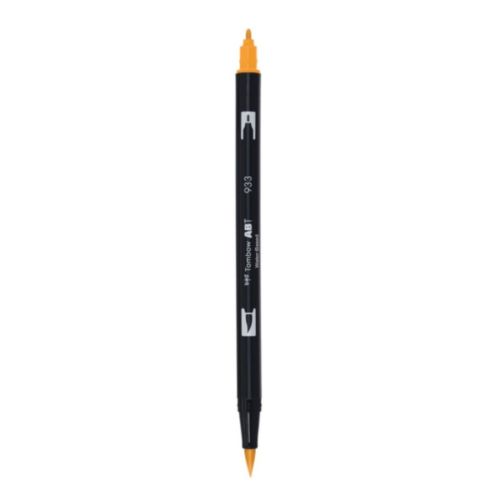 Aкварелен двувърх маркер Tombow ABT Dual Brush, четка 3.5 мм, връх 0.8 мм, 933 orange