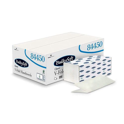 Хартиени кърпи за ръце Bulky Soft 84450, V сгъвка, 20.5х21.5см, 2 пласта, 200 къса