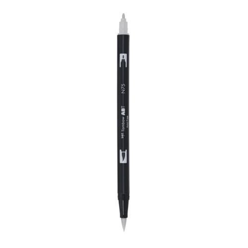 Aкварелен двувърх маркер Tombow ABT Dual Brush, четка 3.5 мм, връх 0.8 мм, N75 cool grey 3
