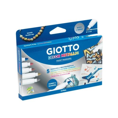 Декоративни маркери за различни повърхности GIOTTO Decor Metal, 5 металически цвята
