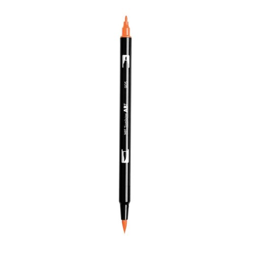 Aкварелен двувърх маркер Tombow ABT Dual Brush, четка 3.5 мм, връх 0.8 мм, 905 red
