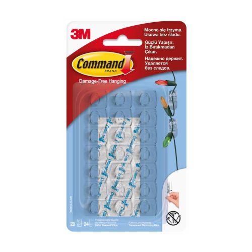 Мини клипс за декорация 3М Command™, 17026CLR-CEE, 13x19x6 мм, прозрачен, 20 клипса + 24 ленти