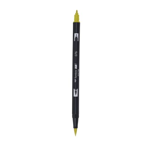 Aкварелен двувърх маркер Tombow ABT Dual Brush, четка 3.5 мм, връх 0.8 мм, 076 green ochre