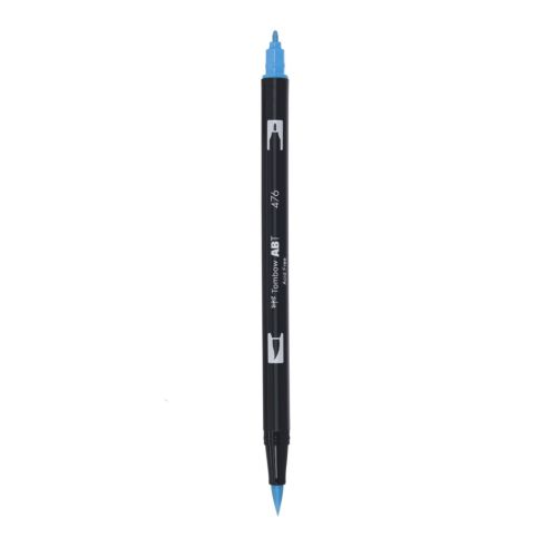 Aкварелен двувърх маркер Tombow ABT Dual Brush, четка 3.5 мм, връх 0.8 мм, 476 cyan
