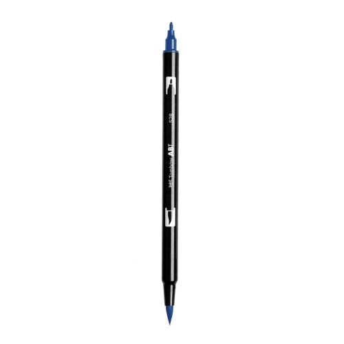 Aкварелен двувърх маркер Tombow ABT Dual Brush, четка 3.5 мм, връх 0.8 мм, 528 navy blue