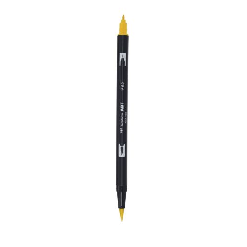 Aкварелен двувърх маркер Tombow ABT Dual Brush, четка 3.5 мм, връх 0.8 мм, 985 chrome yellow