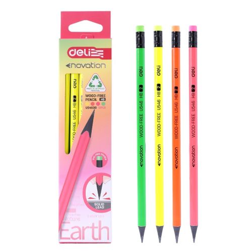 Молив с гума Deli Neon EU54600, триъгълно черно тяло, HB