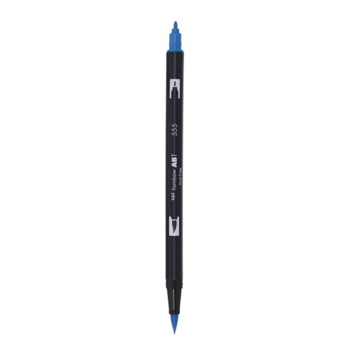 Aкварелен двувърх маркер Tombow ABT Dual Brush, четка 3.5 мм, връх 0.8 мм, 555 ultramarine