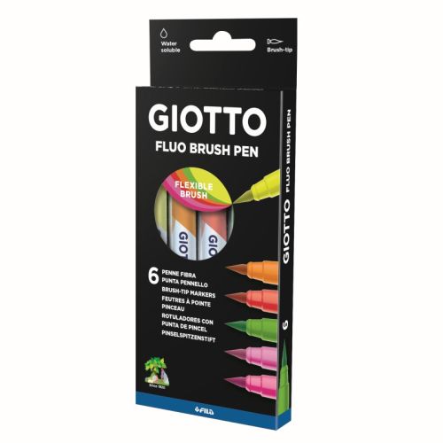 Акварелни маркери-четка GIOTTO Turbo Soft Brush Fluo, 6 флуорисцентни цвята