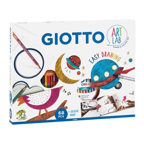 Комплект за рисуване GIOTTO Art Lab Easy Drawing, 12 двуцветни молива и 24 восъчни пастела