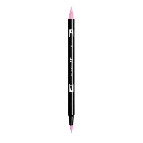 Aкварелен двувърх маркер Tombow ABT Dual Brush, четка 3.5 мм, връх 0.8 мм, 723 pink