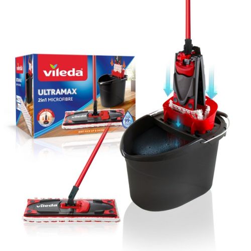 Комплект за почистване на под VILEDA Ultramax Box, моп с микрофибър и кофа