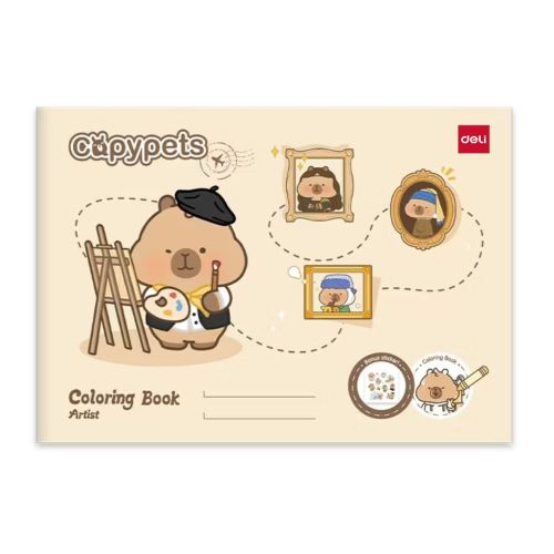 Книжка за оцветяване Deli Capypets EN612 + стикери, 210х297мм, 120 г/кв.м, 12 л.