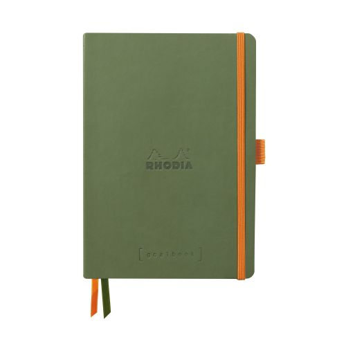 Бележник RHODIA Rhodiarama Goalbook, A5, 120 л., точки, хартия шамоа 90 г, меки PU корици, салвия