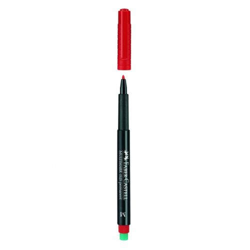 Перманентен маркер Faber-Castell 152521 OHP-M, 1 мм, червен