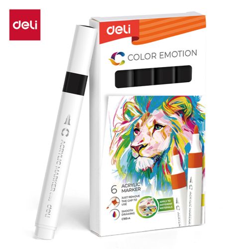 Акрилен маркер Deli Color Emotion EC193A, объл връх, Black — Joya.bg 1