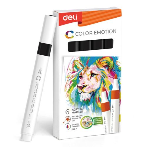 Акрилен маркер Deli Color Emotion EC193A, объл връх, Black 4