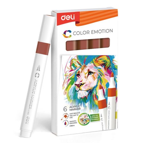 Акрилен маркер Deli Color Emotion EC193A, объл връх, Brown 4