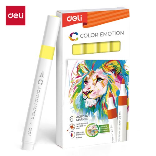 Акрилен маркер Deli Color Emotion EC193A, объл връх, Canary Yellow — Joya.bg 1
