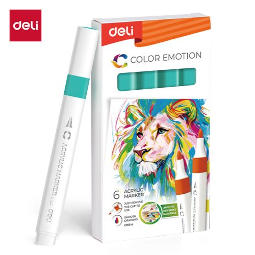Акрилен маркер Deli Color Emotion EC193A, объл връх, Cyan Blue — Joya.bg 1