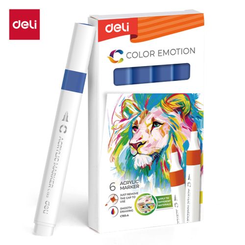 Акрилен маркер Deli Color Emotion EC193A, объл връх, Dark Blue — Joya.bg 1