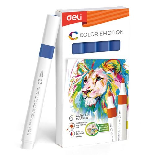 Акрилен маркер Deli Color Emotion EC193A, объл връх, Dark Blue 4