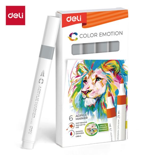 Акрилен маркер Deli Color Emotion EC193A, объл връх, Gray — Joya.bg 1