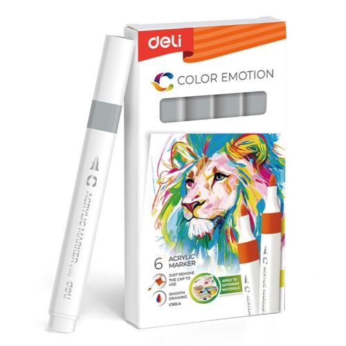Акрилен маркер Deli Color Emotion EC193A, объл връх, Gray 4
