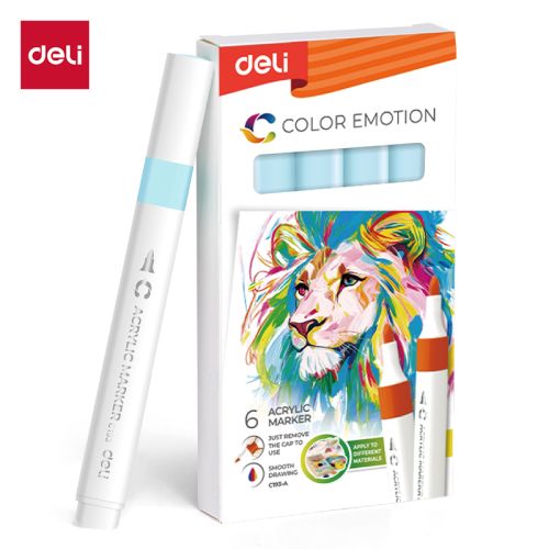 Акрилен маркер Deli Color Emotion EC193A, объл връх, Light Blue — Joya.bg 1