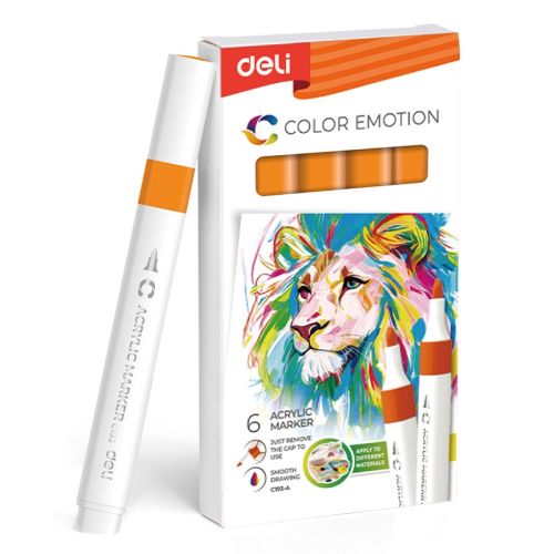 Акрилен маркер Deli Color Emotion EC193A, объл връх, Orange 4