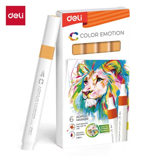 Акрилен маркер Deli Color Emotion EC193A, объл връх, Orange Yellow — Joya.bg 1