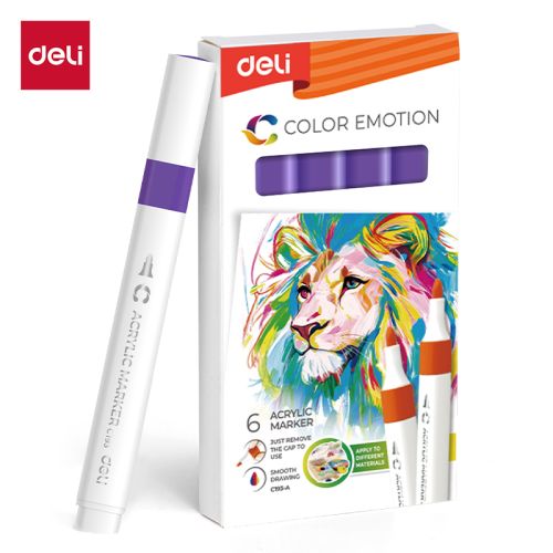 Акрилен маркер Deli Color Emotion EC193A, объл връх, Purple — Joya.bg 1
