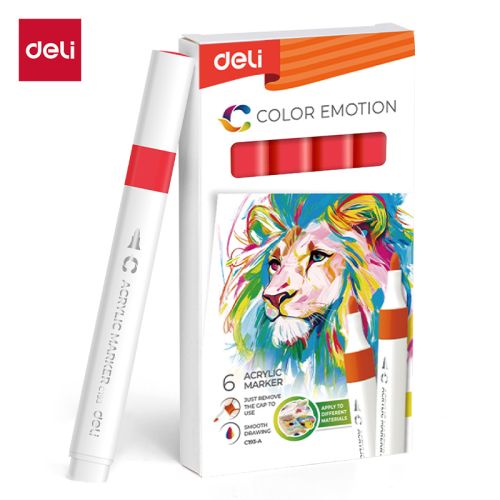 Акрилен маркер Deli Color Emotion EC193A, объл връх, Red — Joya.bg 1