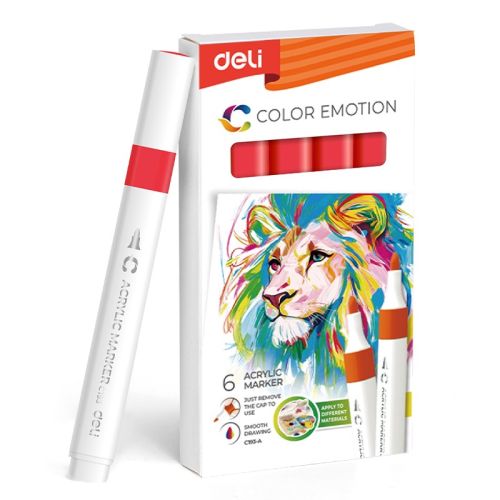 Акрилен маркер Deli Color Emotion EC193A, объл връх, Red 4