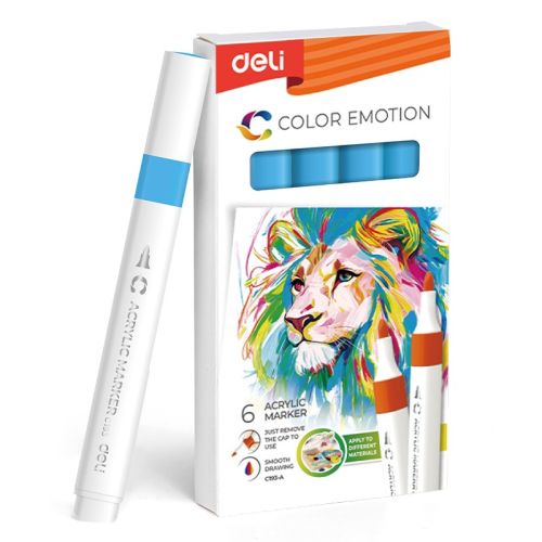 Акрилен маркер Deli Color Emotion EC193A, объл връх, Sky Blue 4