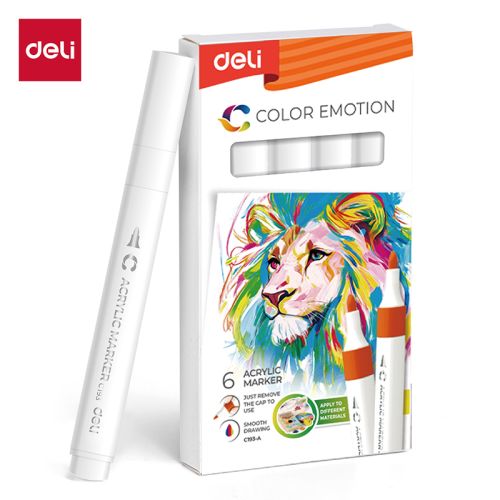Акрилен маркер Deli Color Emotion EC193A, объл връх, White — Joya.bg 1