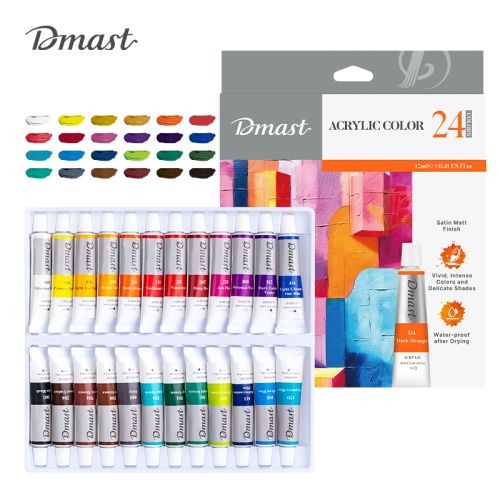 Акрилни бои Deli Dmast EC331-24, в тубички 12 мл, 24 цвята 1