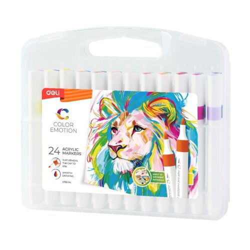 Акрилни маркери Deli Color Emotion EC193-24, 24 цвята, PP опаковка — Joya.bg 1