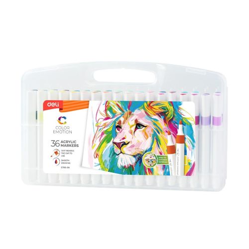 Акрилни маркери Deli Color Emotion EC193-36, 36 цвята, PP опаковка — Joya.bg 1