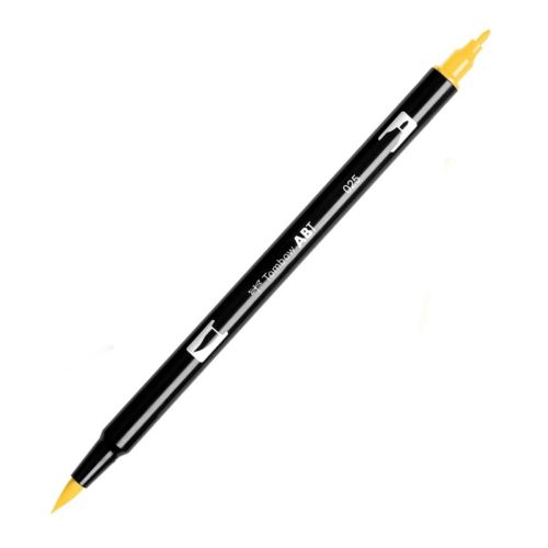 Aкварелен двувърх маркер Tombow ABT Dual Brush, четка 3.5 мм, връх 0.8 мм, 025 light orange — Joya.bg 1
